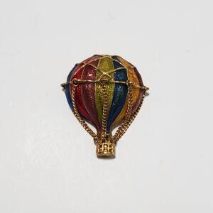 Vintage MFA Museum of Fine Arts Enamel Hot Air Balloon Dangle Basket Brooch